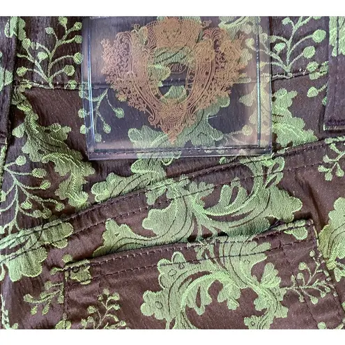 Christian Lacroix Vintage Brocade Straight Leg Jeans Women’s Size 26 90s Green