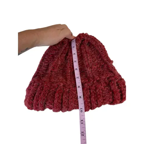 Handmade Chunky Knit Beanie Hat Marled Oxblood Red Winter Cap Adult Unisex