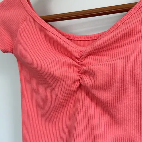 American Eagle Womens  ribbed pink cropped tee size extra small XS