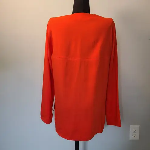 Stella McCartney Size 38 Orange 3/4 Sleeve Silver Half Zipper Blouse Stretch