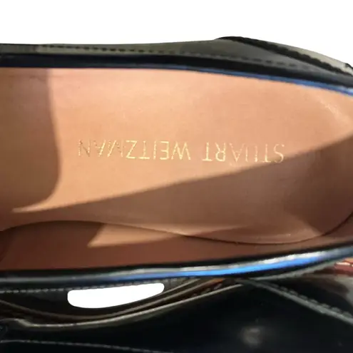 Stuart Weitzman  Manila loafer black patent leather gold tone hardware tassel 8.5