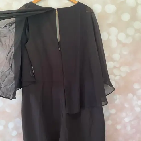 City Chic Black Caped Jumpsuit