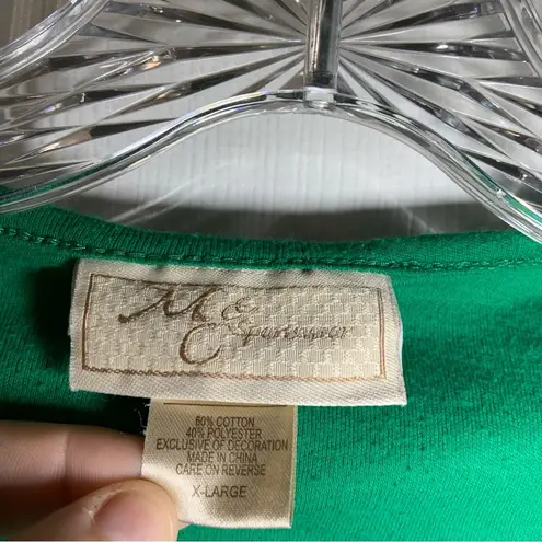 M&C Sportswear Green Horseshoe Christmas Tree Embroidered Top size XL