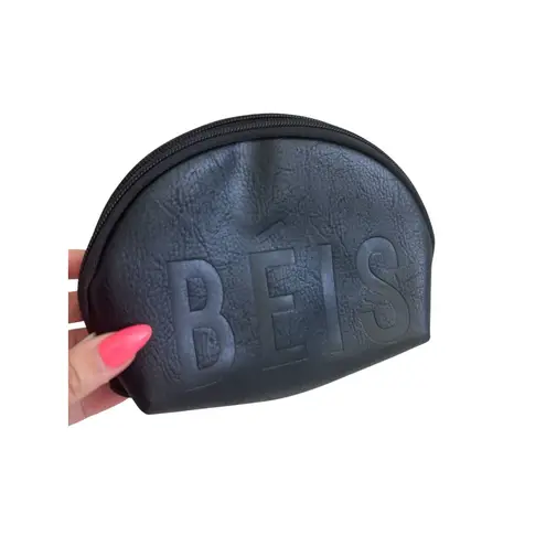 BEIS Black Logo Small Cosmetic Travel Zip Bag