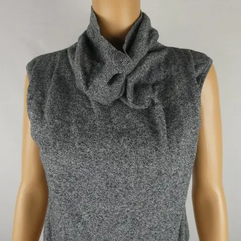 MINKPINK  Cowl Turtleneck High Neck Sleeveless Wrap Top Marled Knit Black White S