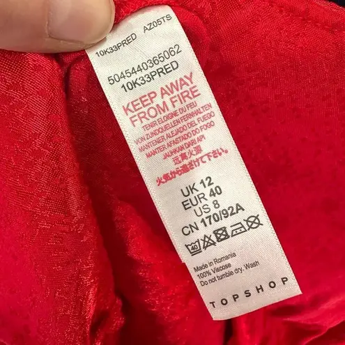 Top Shop Women's Snake Print Tie Front High Split Side Midi Dress Red Size 8