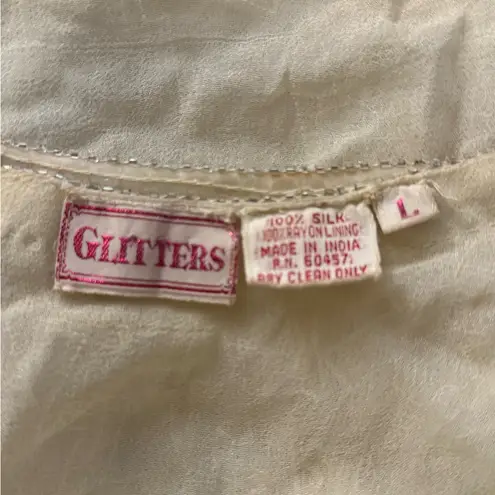 Elegant Women's Wedding Dress with Gold Embellishments Size L