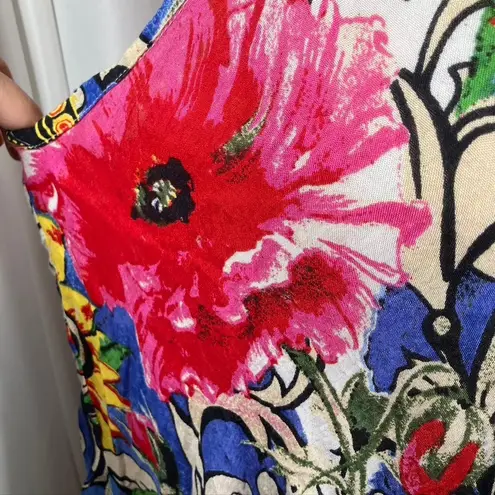 Seven Islands New York Women's Sleeveless Floral Print Button Front Midi Dress L Blue Size L