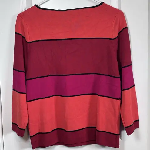 Grace Knitwear the perfect fit long sleeve shirt size Large Orange/Red/Black NWT Orange
