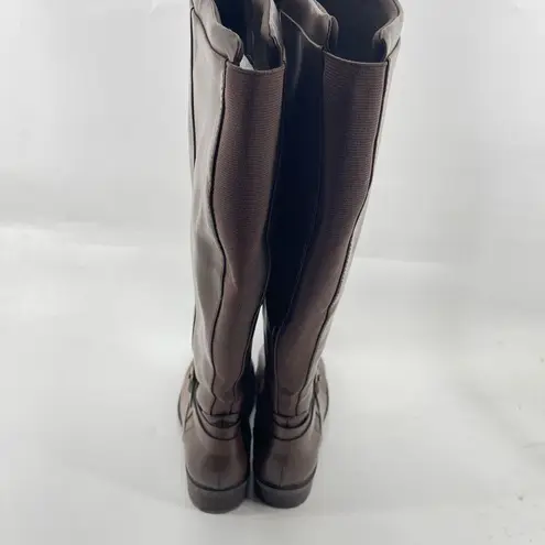 Baretraps  Womens Knee High Riding Boots Tall Faux Leather Zip Brown Size 11M