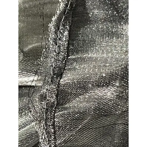 Boutique Metallic Silver Floral Button Frock Scarf Wrap 70"