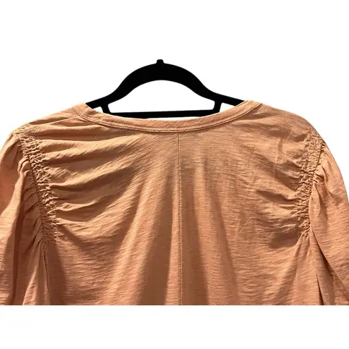 Veronica Beard Size Large Pink Ruched 3/4 Sleeve Top Casual Pima Cotton Women's