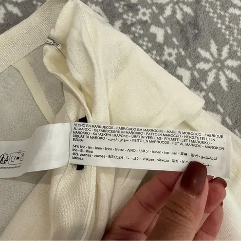 Massimo Dutti NWT White Linen Blend Wide Leg Trousers With Tie Detail Size 10