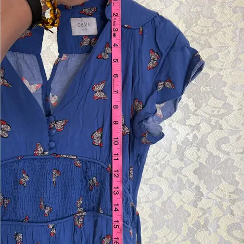 Oasis periwinkle Blue Dress with orange rust Butterfly print small