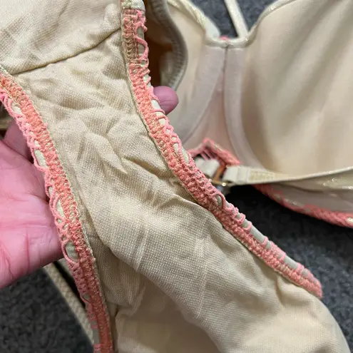 Luli Fama 2 Piece Bikini MEDIUM Crochet Halter Top Hipster Swim Beach Vacation