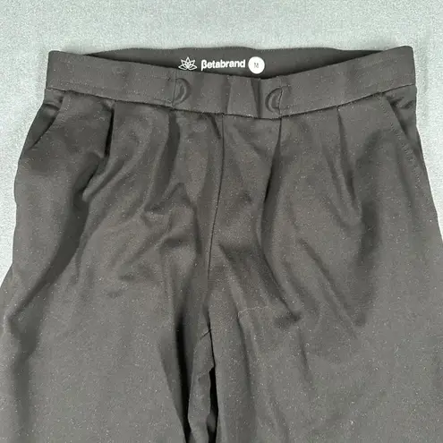 Betabrand Womens Medium Black Pull On Yoga Career Pleated Chino Cropped Pants