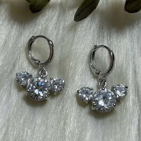 Dazzling Mickey shape Silver Crystal Drop Earrings