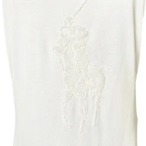 Ralph Lauren Black Label Beaded Horse Polo Equestrian Mini Dress White Size M Size M