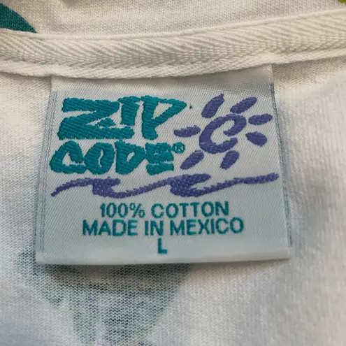 Vintage 90s White Cotton Maxi Shirt Dress Fish Seashell Shell Print Sleeveless Size M