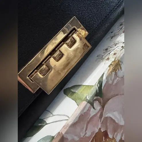 ZAC Zac Posen Black Eartha Double Handle Purse with Gold Accents