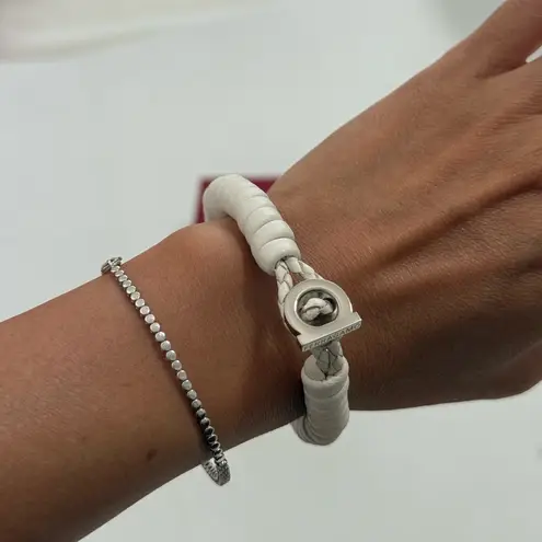 Salvatore Ferragamo Ferragamo Salvatore Off-White Gancini Calfskin Bracelet/L7.5”
