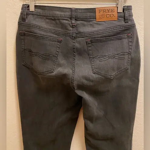 Frye & Co. Button Front Flare Fray Hem Jeans In Charcoal Wash Size 8 Black