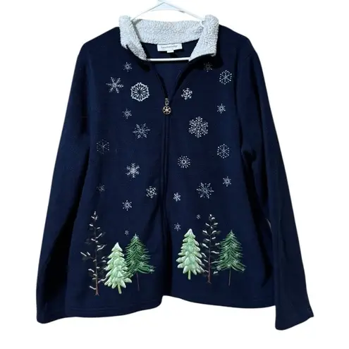 Breckenridge Women Size Large Full Zip Holiday Christmas Sweater Polyester City