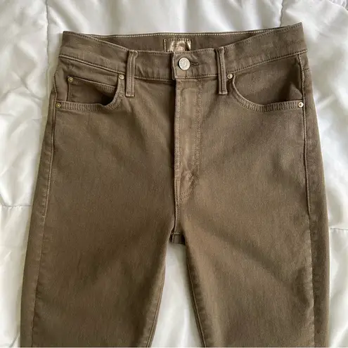 Mother High Waisted Rascal Ankle Step Fray jeans Capers 27 Green