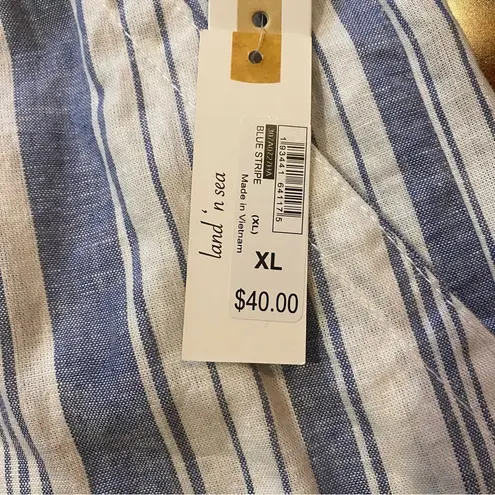 Land’ n Sea Striped Blue and White Women's Shorts Linen Blend XL