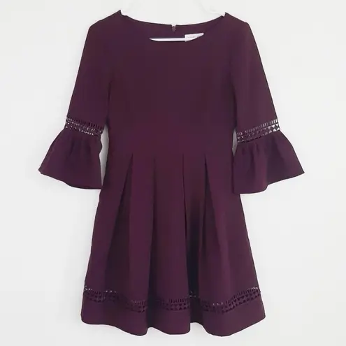Eliza J NWT Purple Fit Flare Bell Sleeve Stretch Dress Pockets Size 22W