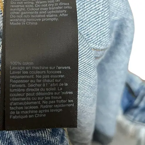 ALLSAINTS Denim Mini Skirt Bette Buckle Raw Hem Belted Blue Women’s Size US 6