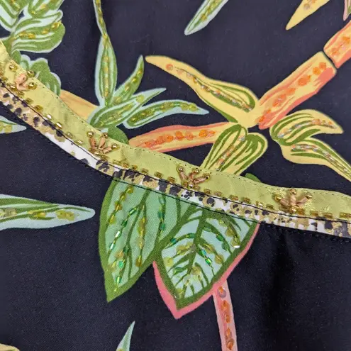 Y2K Vintage Faith Resortwear Tropical Print Sequin Skirt Black Size M Size M