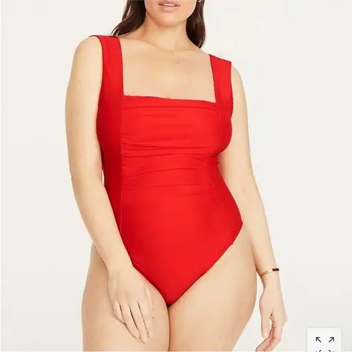 J.Crew Ruched Square Neck One Piece Swimsuit in Safari Green Sz 22 NEW