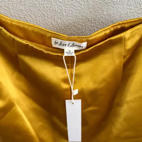 NEW For Love & Lemons Drew High Waist Micro Gold Satin Shorts Womens Size Small White