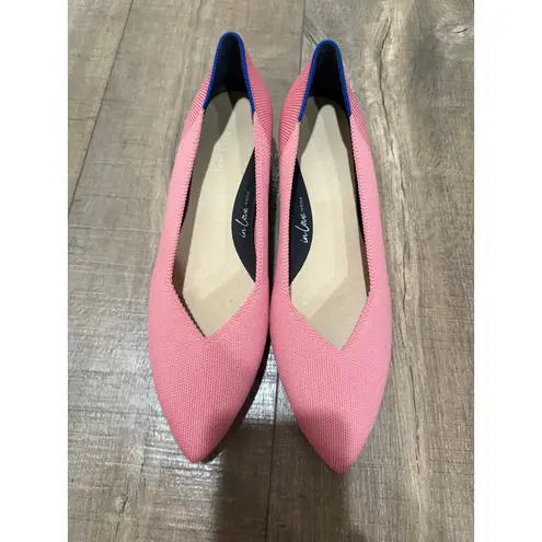 NWOT Rothy's The High Point Tulip Block Pink Knit Pointed Toe Women Shoes Sz 11