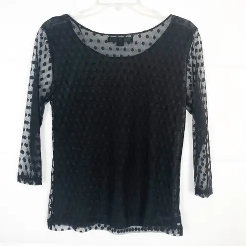 Xxi Polka Dot Mesh Black Top Size Small Whimsigoth Fairygoth Witchy Gothcore