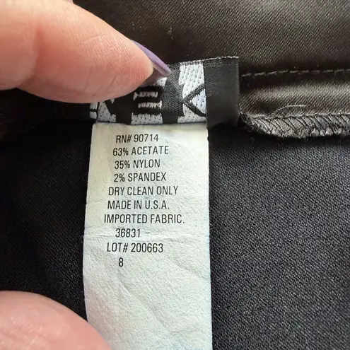 VTG MSK Women's Black Satin Dress Pants Size 8 Flare Leg Style 36831 Made USA