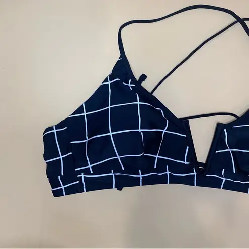 🛍️ Aqua Couture Black White Grid Gridlock V Wire Midkini Bikini Top Swim XL