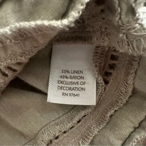 J Jill Linen Blend Blend Embroidered Lace Peasant Blouse Grey Med RN97641 Gray Size undefined