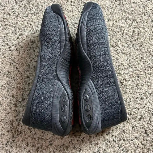 Therafit Riley Ballet Flat Slip On Women Shoes Size 7.5 Grey Black Comfort Arch Gray