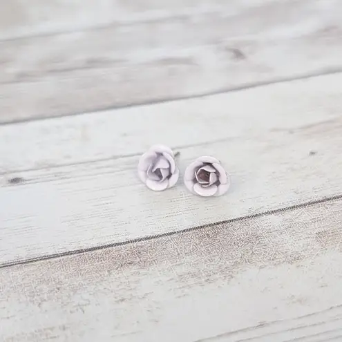 Vintage Stud Earrings Light Lilac Small Rose Purple