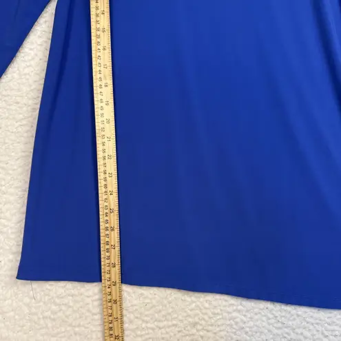 Clara Sun Woo Top Womens Medium Blue 3/4 Sleeve Split Hem Stretch Tunic USA