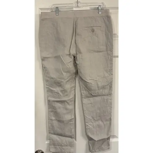 James Perse Pants Women Sz 3 (34” Waist) Beige Straight Leg Garment Dyed Linen