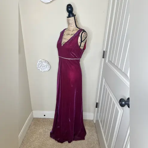 NTM Vintage Scott McClintock Iridescent Overlay Burgundy Empire Waist Gown Sz 12 Red