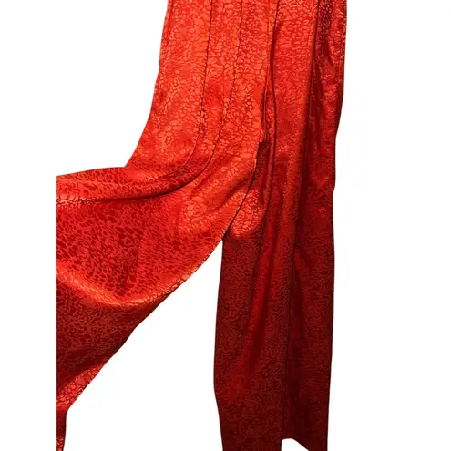 Saylor Red Orange Jacquard Jumpsuit Spaghetti Strap Wide Leg XS Formal Wedding