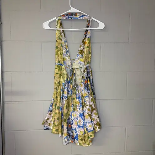 ZARA  Floral Printed Patchwork Halter Mini Dress Women’s Size XS Blogger Favorite