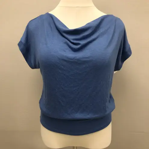 Halston Heritage NWT Halston Studio Women's Blue Cowl Neck, Open Back Criss Cross Top - Size S