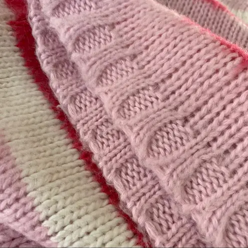 Sharagano Pink Striped Mohair Blend Sweater