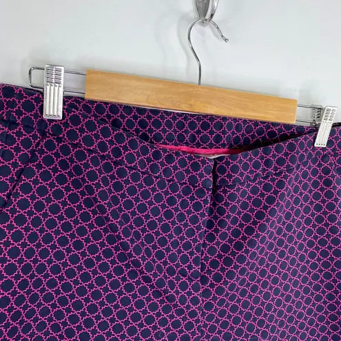 Kenar Navy Blue Pink Printed Cropped Stretch Slim Leg Pants Women's Size 10