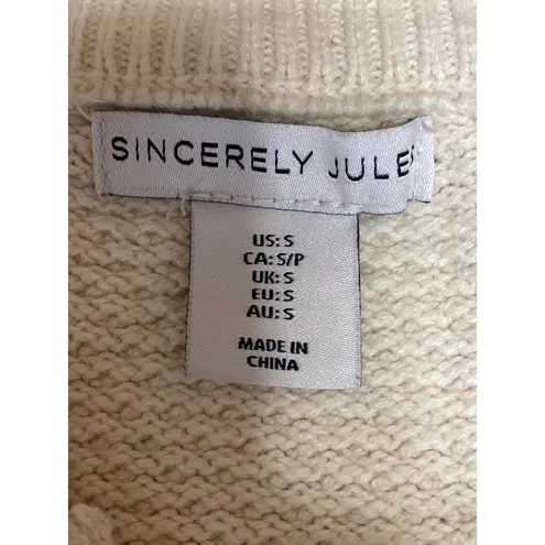 Sincerely Jules Women's Beige Knit Button V-neck Long Sleeve Sweater Top Size S